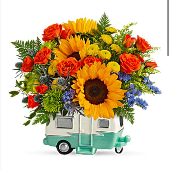 Teleflora Retro Road Tripper Planter - Classic Design with Beige & Green Color - Picture 6 of 7